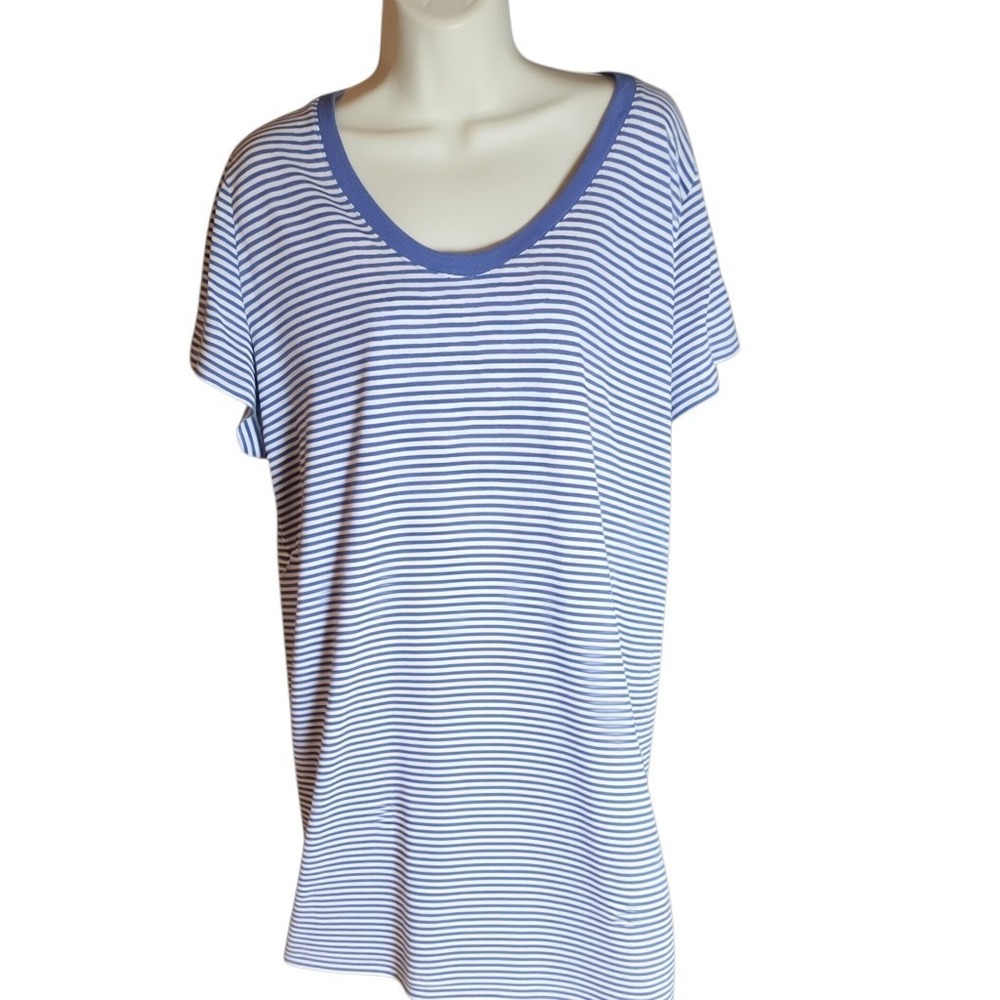 Universal Thread Women's L Striped T-Shirt Dress Blue White Scoop Neck NWT
